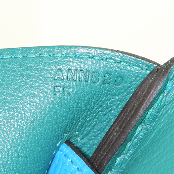 Borsa Hermes Birkin 35 cm in pelle togo blu Zanzibar - Detail D3