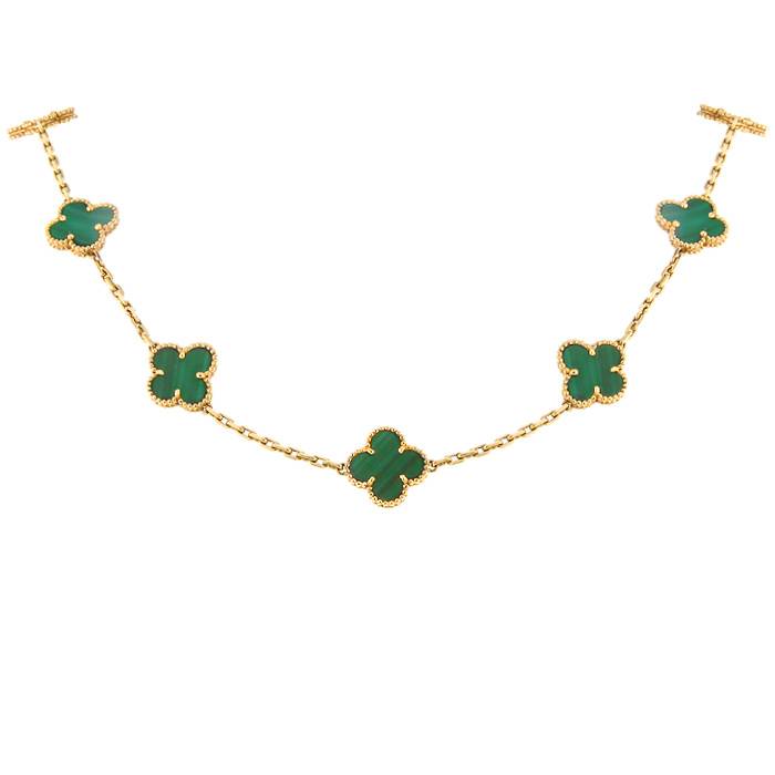 Collar Van Cleef & Arpels Alhambra Vintage en oro amarillo y malachite