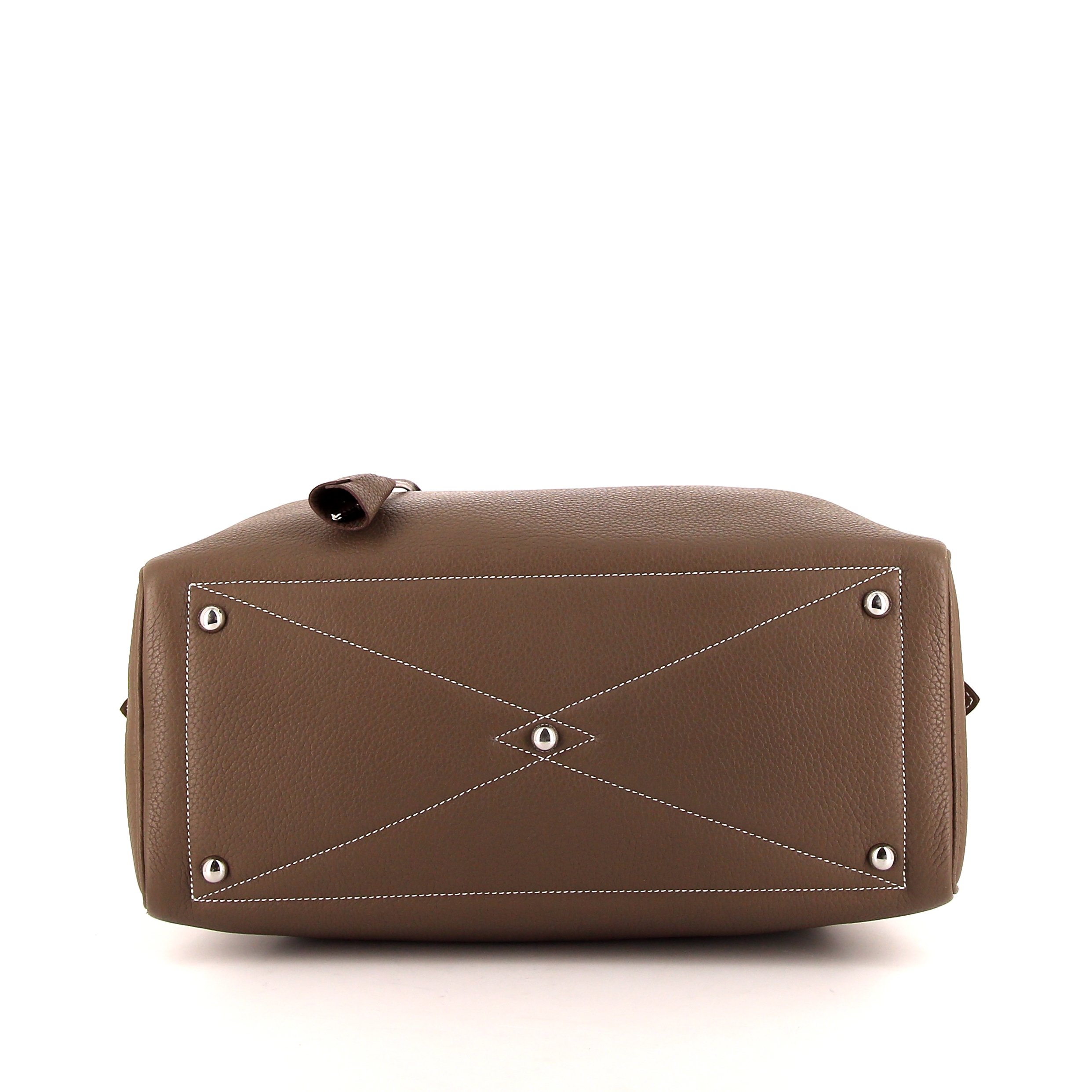Bolso de mano Hermes Victoria en cuero togo marrón etoupe - Detail D4