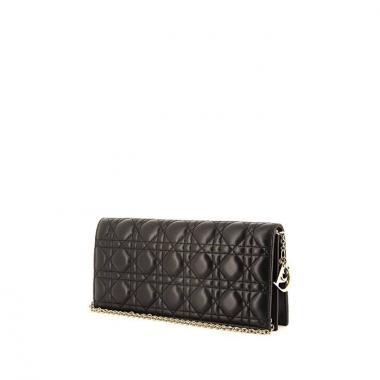 Pochette Dior Cannage en cuir matelassé noir
