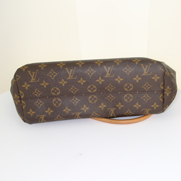 Sac à main Louis Vuitton Raspail en toile monogram marron et cuir naturel - Detail D4