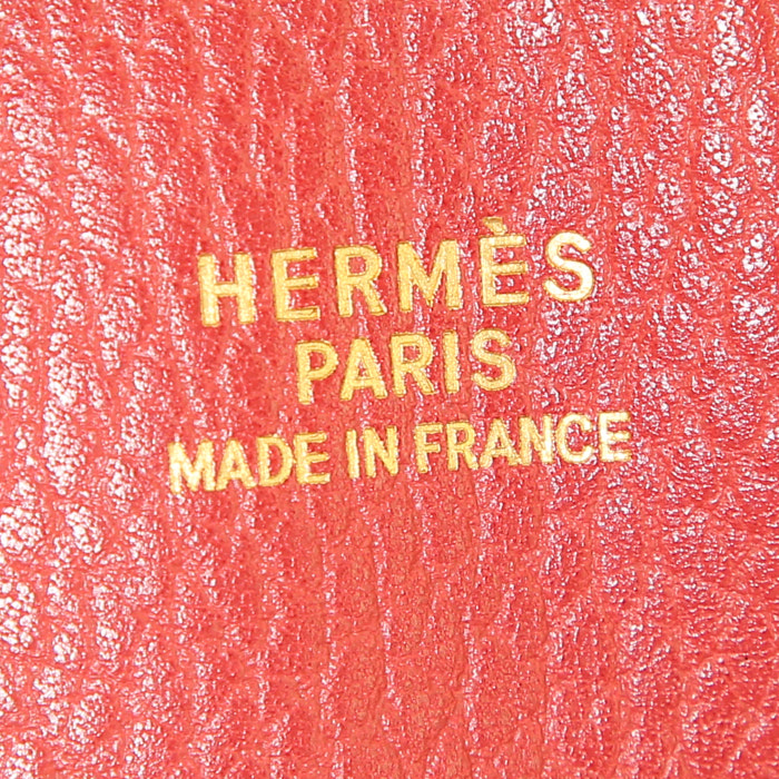 Hermes Bolide 45 cm travel bag in red and black Fjord leather - Detail D3