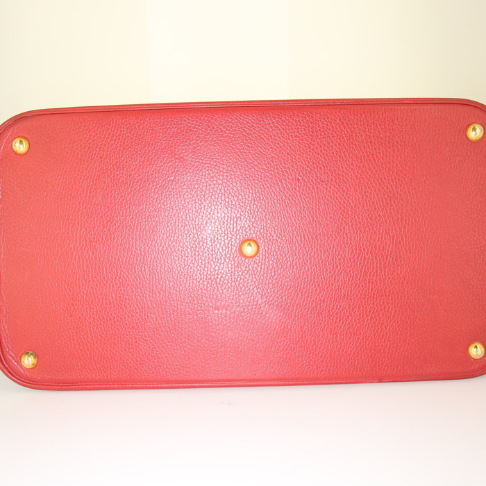 Sac de voyage Hermes Bolide 45 cm en cuir Fjord rouge et noir - Detail D4