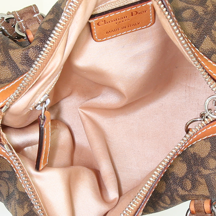Dior Romantique handbag in brown monogram canvas and brown leather - Detail D2
