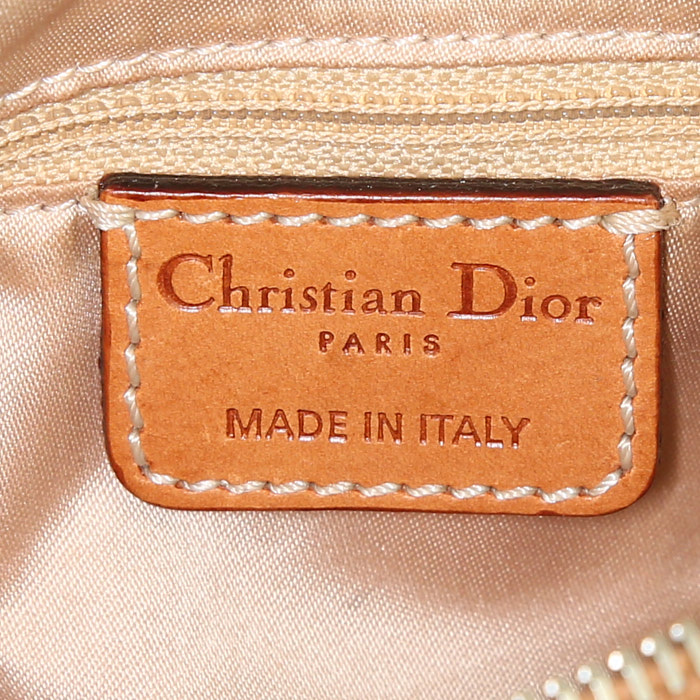 Borsa Dior Romantique in tela monogram cerata marrone e pelle marrone - Detail D3