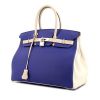 Hermes Birkin 35 cm handbag in Craie and blue leather taurillon clémence - 00pp thumbnail