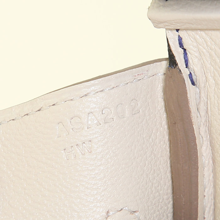 Bolso de mano Hermes Birkin 35 cm en cuero taurillon clémence Craie y azul - Detail D4