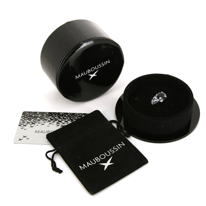 Sortija Mauboussin Nuit D'Amour en oro blanco y diamantes y en zafiro - Detail D2