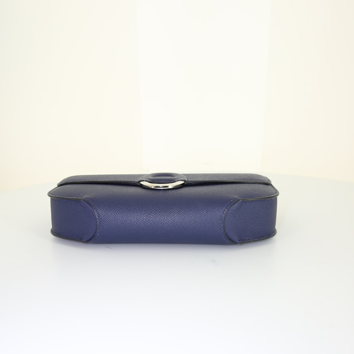 Pochette Hermès Cherche Midi in pelle Epsom blu - Detail D4