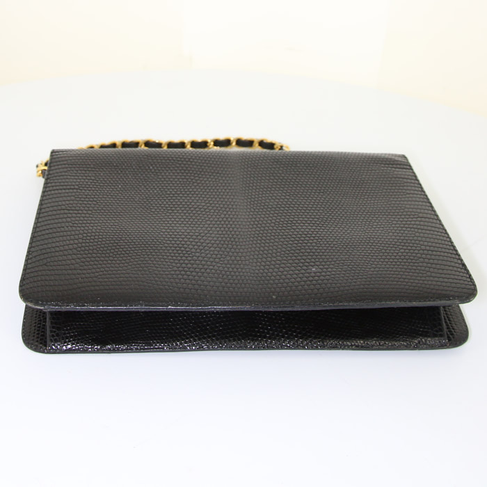Chanel Mademoiselle handbag in black lizzard - Detail D4