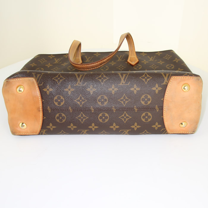Shopping bag Louis Vuitton Wilshire in tela monogram marrone e pelle naturale - Detail D4