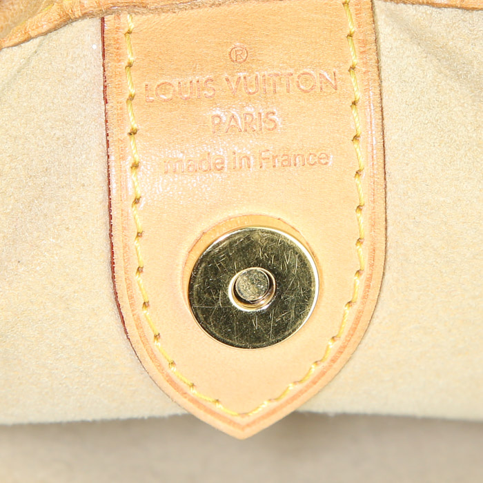 Bolso de mano Louis Vuitton Galliera en lona Monogram marrón y cuero natural - Detail D3
