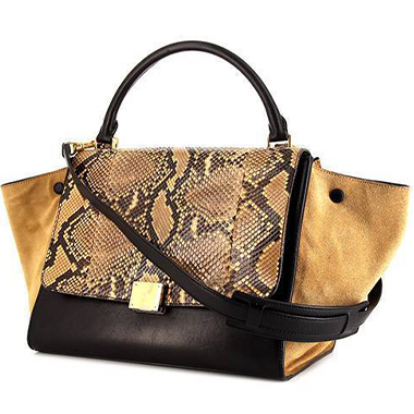 Borsa Celine  Trapeze modello medio  in pitone beige e camoscio beige