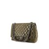 Chanel Timeless Maxi Jumbo handbag in green patent quilted leather - 00pp thumbnail