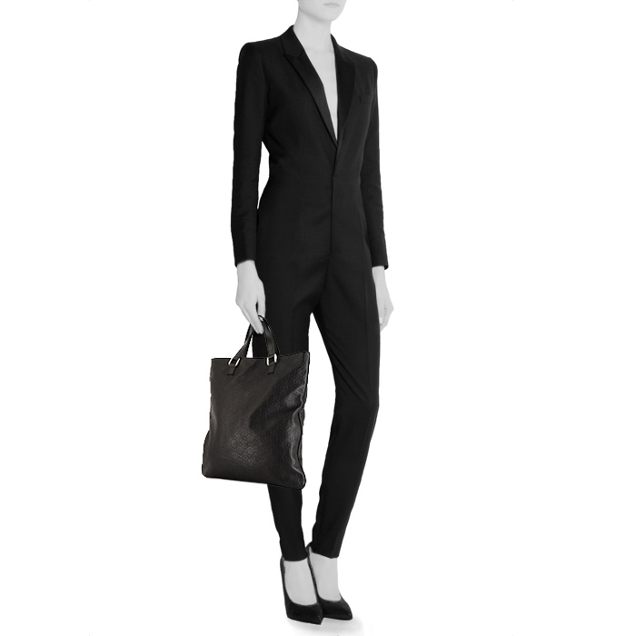 Sac cabas Gucci en cuir noir - Detail D1