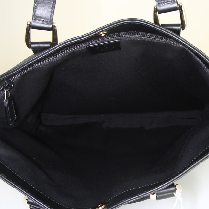Gucci shopping bag in black leather - Detail D2