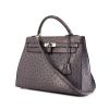 Hermes Kelly 32 cm handbag in grey ostrich leather - 00pp thumbnail