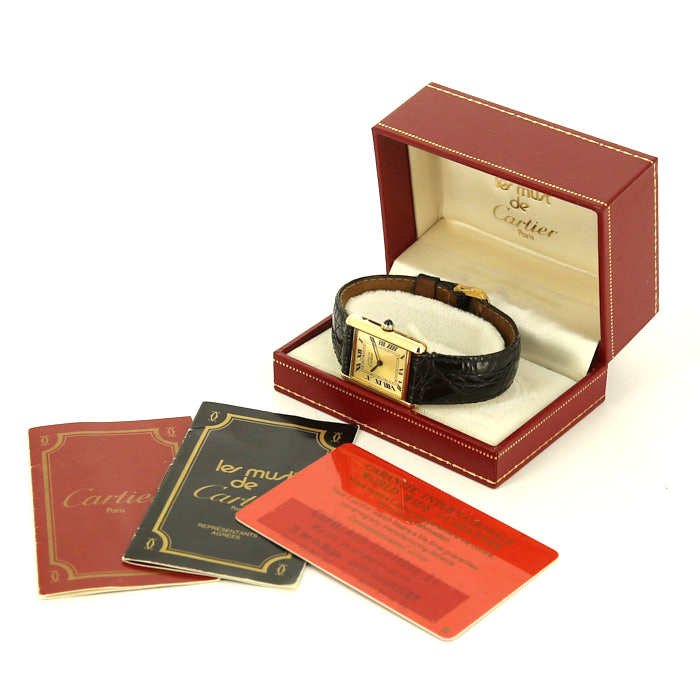 Montre Cartier Tank Must en vermeil Vers  1983 - Detail D2