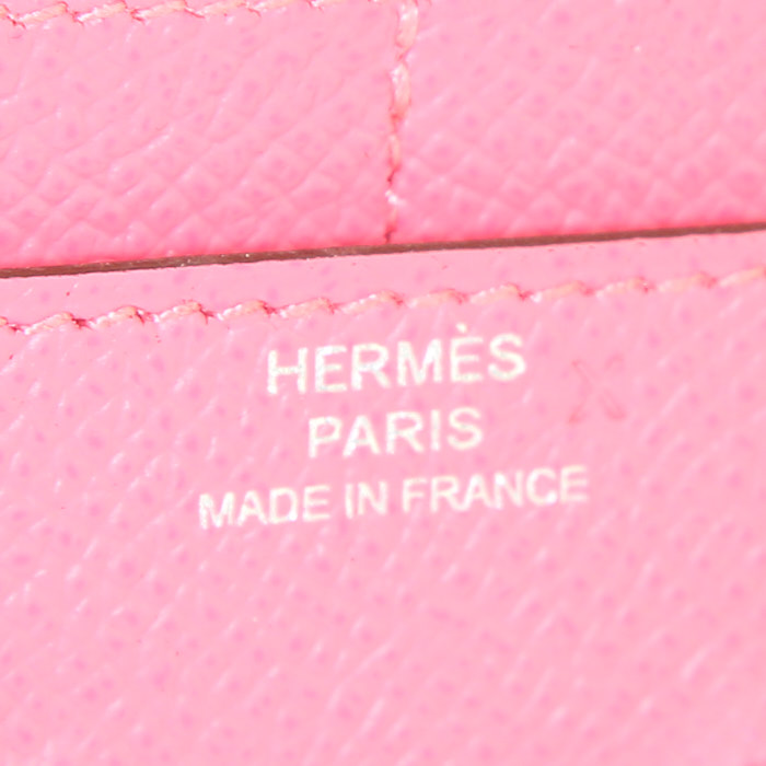 Portefeuille Hermes Constance en cuir Swift rose - Detail D3
