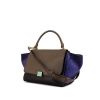 Celine Trapeze medium model handbag in brown and black leather and blue suede - 00pp thumbnail