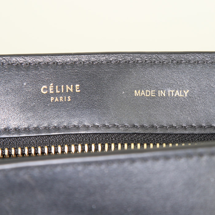 Celine Trapeze medium model handbag in brown and black leather and blue suede - Detail D4