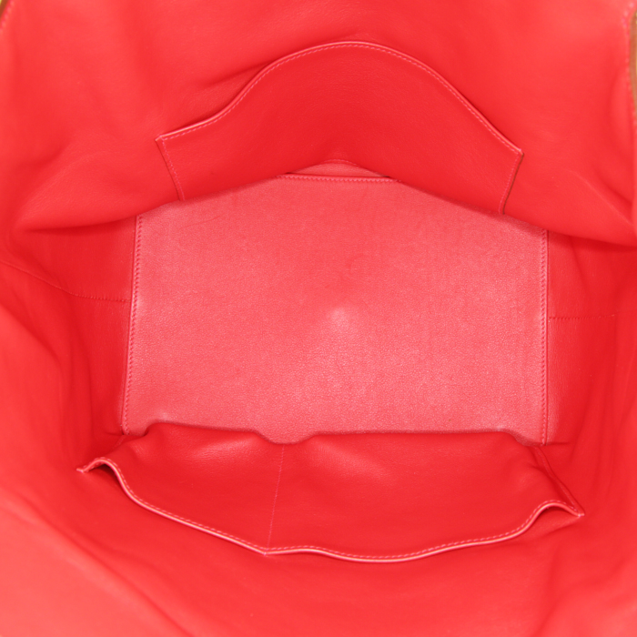Bolso de mano Hermès Tool Box en cuero swift rojo Vermillon - Detail D2