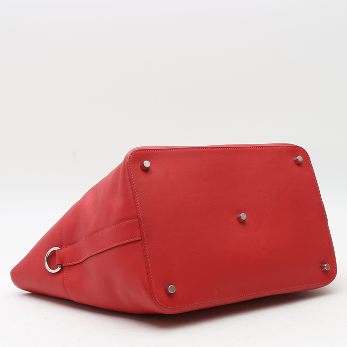 Bolso de mano Hermès Tool Box en cuero swift rojo Vermillon - Detail D4