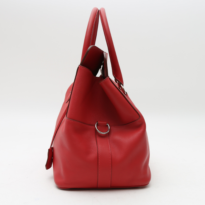 Bolso de mano Hermès Tool Box en cuero swift rojo Vermillon - Detail D5