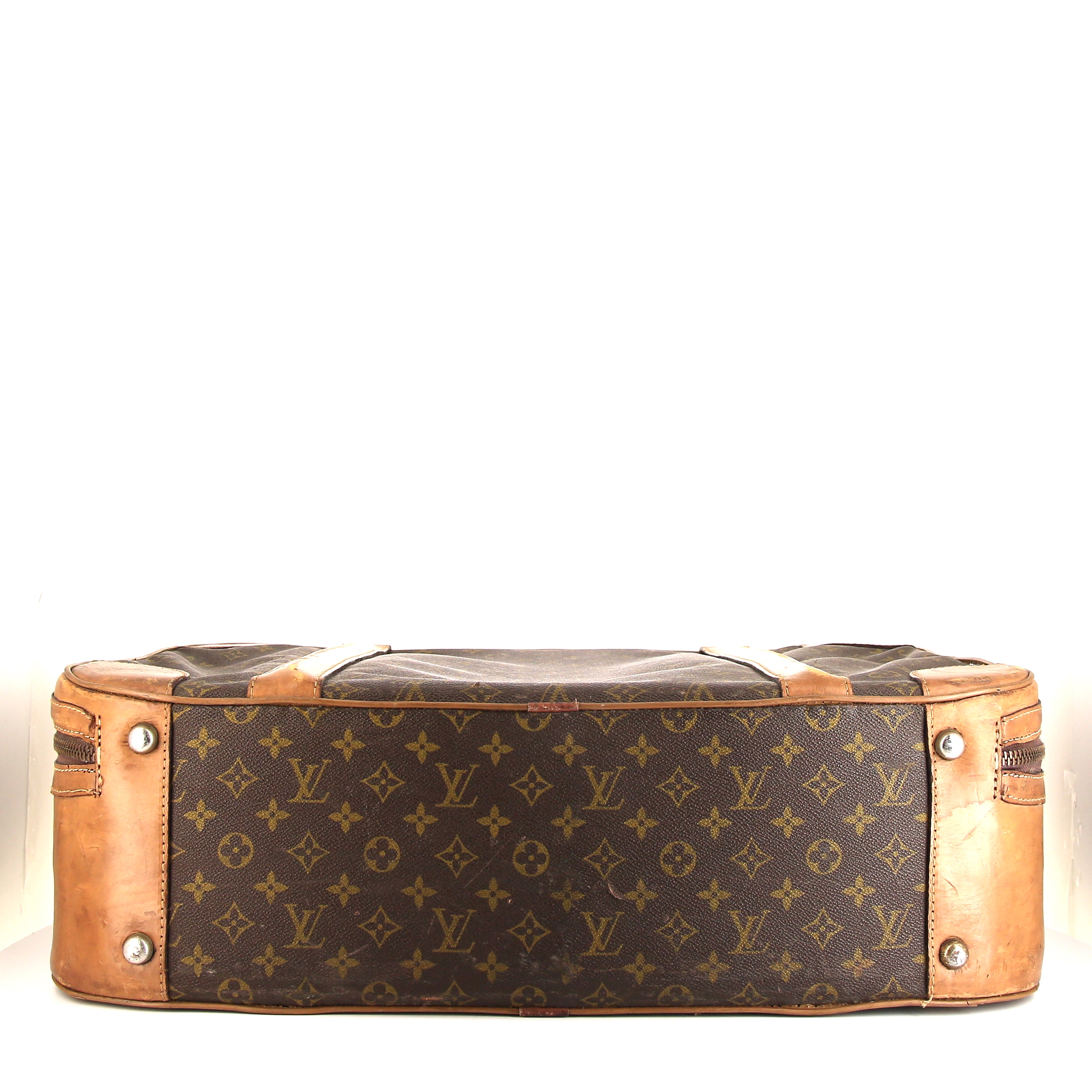 Maleta Louis Vuitton Airbus modelo pequeño en lona Monogram marrón y cuero natural - Detail D5