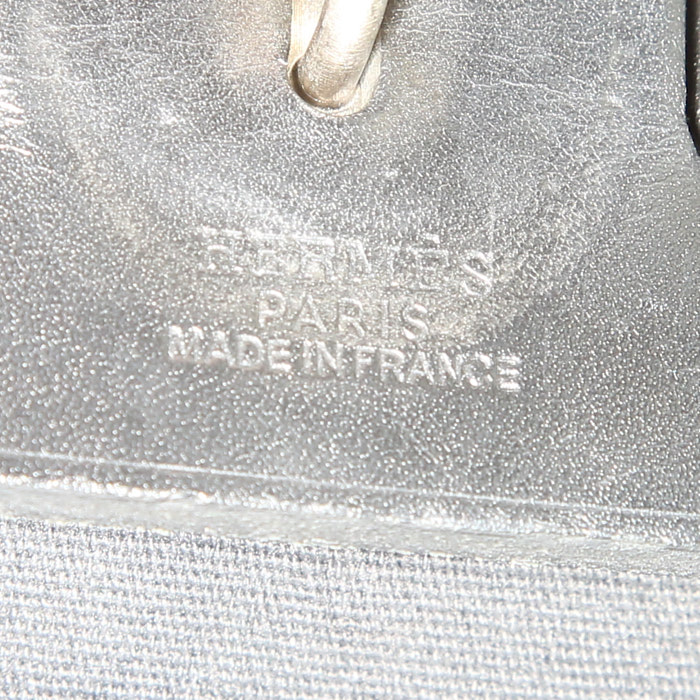 Sac à dos Hermès Herbag - Backpack en toile noire et cuir noir - Detail D3
