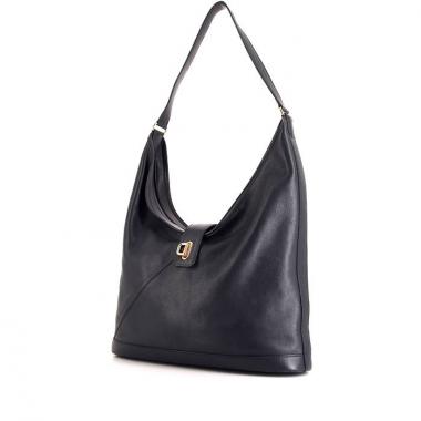 Sac porté épaule Hermès Vintage en cuir bleu-marine