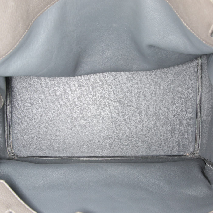 Bolso de fin de semana Hermes Haut à Courroies en cuero togo gris antracita - Detail D2