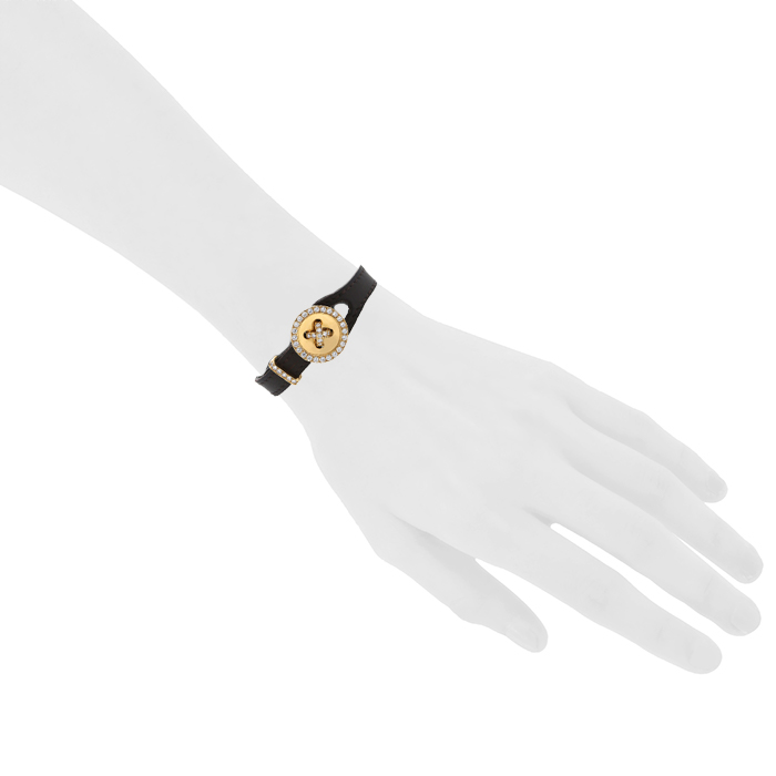Bracelet Van Cleef & Arpels Boutonnière en cuir,  or jaune et diamants - Detail D1