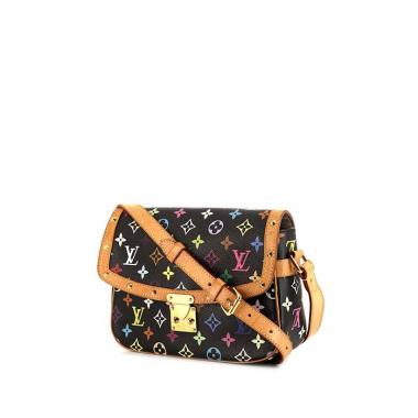 Bolso de mano Louis Vuitton Sologne en lona Monogram multicolor negra y cuero natural