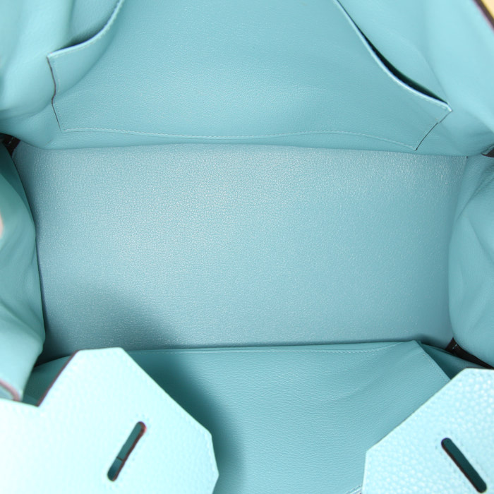 Sac à main Hermes Birkin 35 cm en cuir togo bleu Saint Cyr - Detail D2