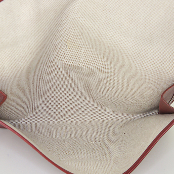 Pochette Hermes Jige en cuir box rouge - Detail D2