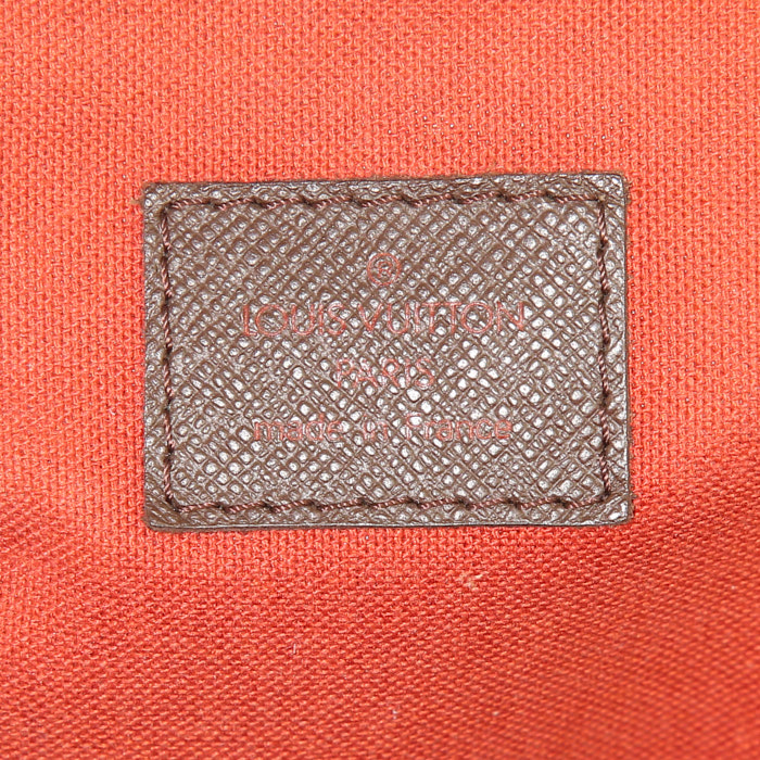Bolso de mano Louis Vuitton Belem en lona a cuadros marrón y cuero marrón - Detail D3