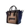 Celine Luggage handbag in chocolate brown and beige leather and blue suede - 00pp thumbnail
