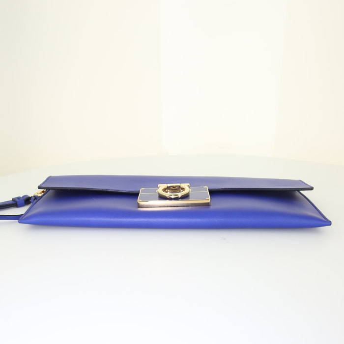 Pochette Salvatore Ferragamo in pelle blu - Detail D4