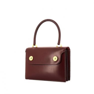 Bolso de mano Hermès Louisiane en cuero box color burdeos