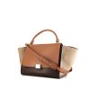 Celine Trapeze medium model handbag in brown, dark brown and beige smooth leather - 00pp thumbnail