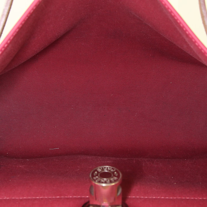 Borsa Hermes Herbag in tela rosso Imperial e pelle naturale - Detail D2