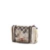 Chanel Boy shoulder bag in grey and beige canvas - 00pp thumbnail