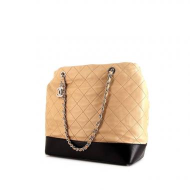 Chanel Gabrielle  bag in beige quilted leather and black smooth leather