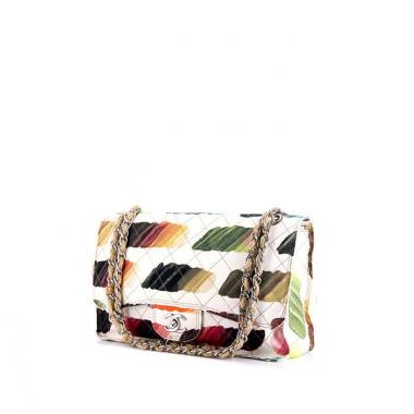 Borsa a tracolla Chanel Timeless jumbo in tela bianca con motivo