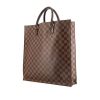 Shopping bag Louis Vuitton in tela a scacchi ebana e pelle marrone - 00pp thumbnail