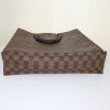 Louis Vuitton shopping bag in ebene damier canvas and brown leather - Detail D4 thumbnail