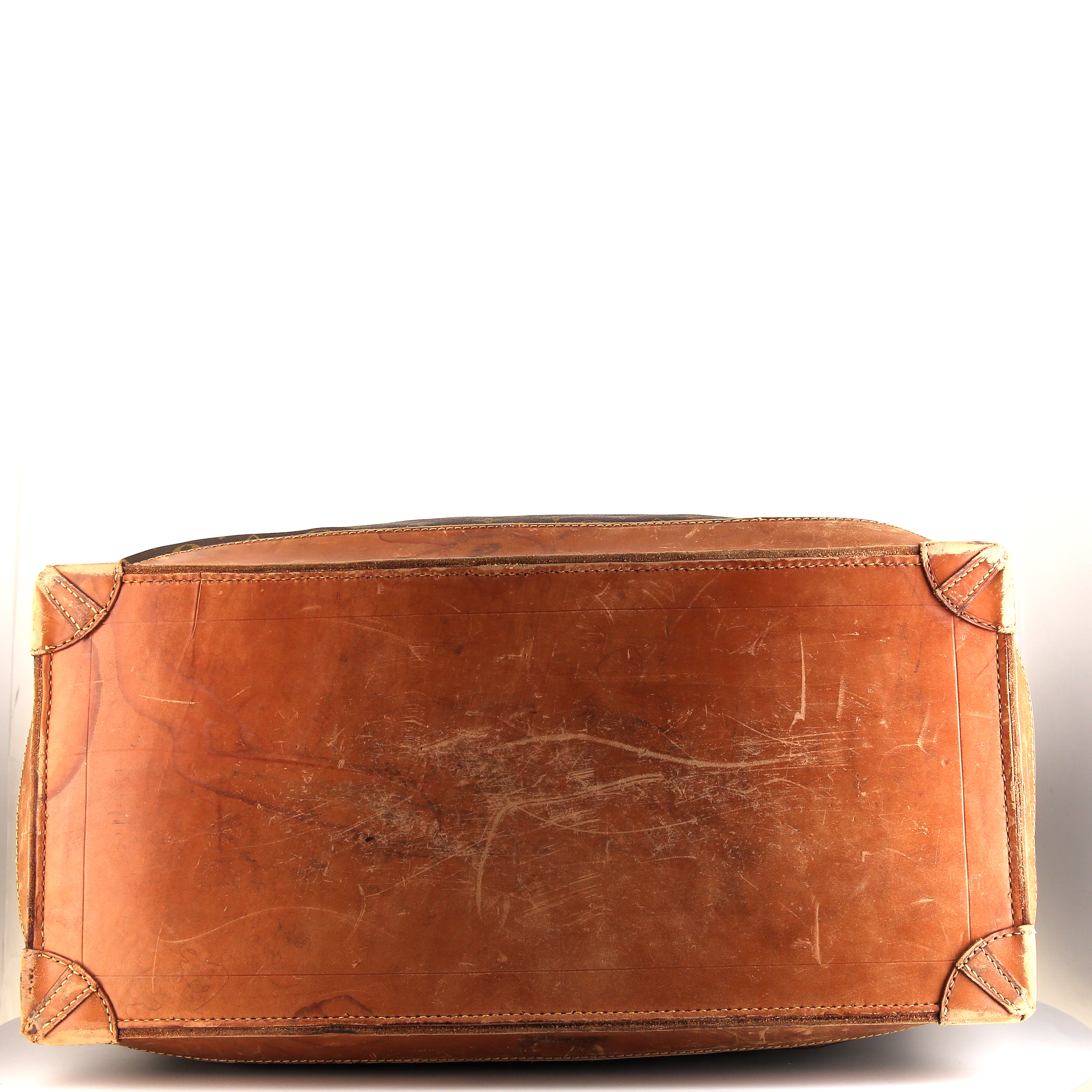 Sac de voyage Louis Vuitton Steamer Bag en toile monogram marron et cuir naturel - Detail D4