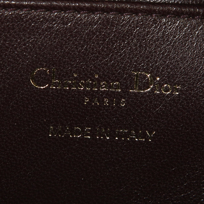 Bolso bandolera Dior Lily en cuero rojo y color burdeos y terciopelo rosa - Detail D4