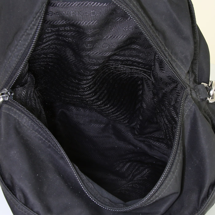Sac cabas Prada en tissu noir et cuir noir - Detail D3